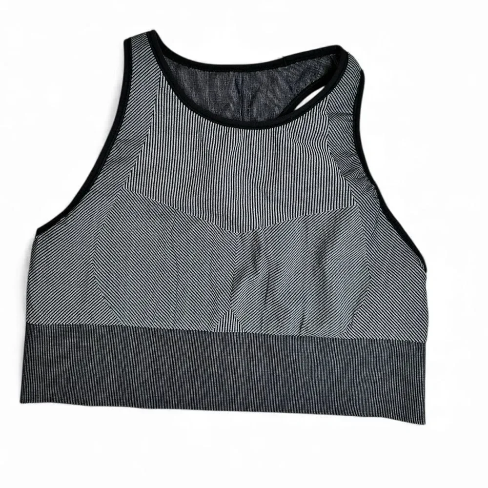 EUC Lululemon Women's Ebb To Train Sports Bra Black and Gray Tank Top - C/D Cup